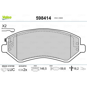 VALEO 598414 Pastillas de freno Delantero para
