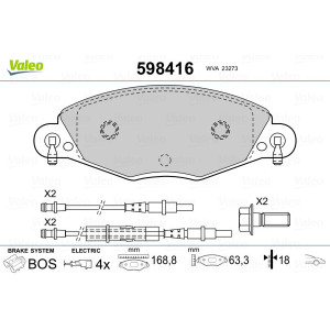 VALEO 598416 Pastiglie freno Anteriore per