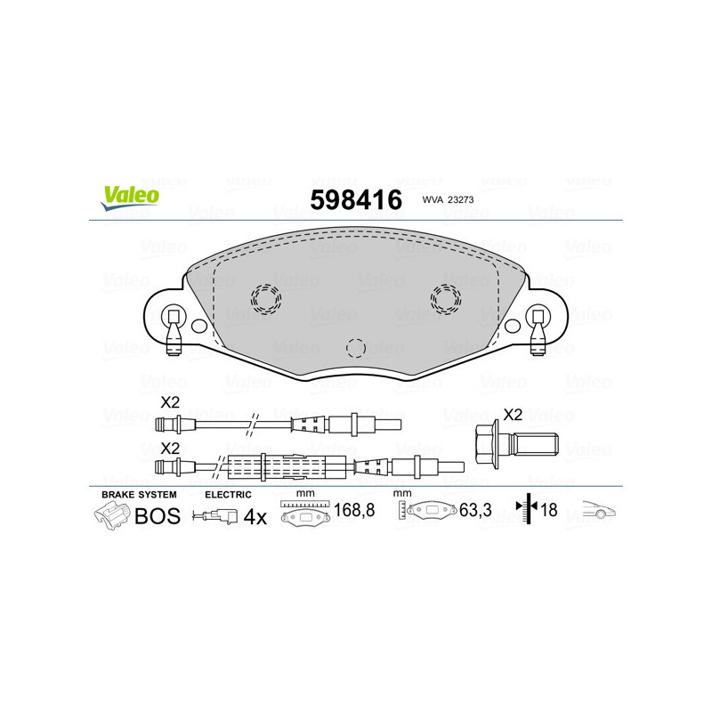 VALEO 598416 Plaquettes de frein Avant pour