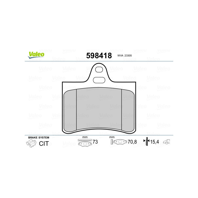VALEO 598418 Brzdové platničky Zadné pre