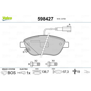 VALEO 598427 Klocki hamulcowe Przód dla