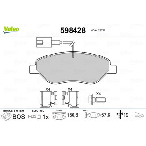 VALEO 598428 Pastillas de freno Delantero para