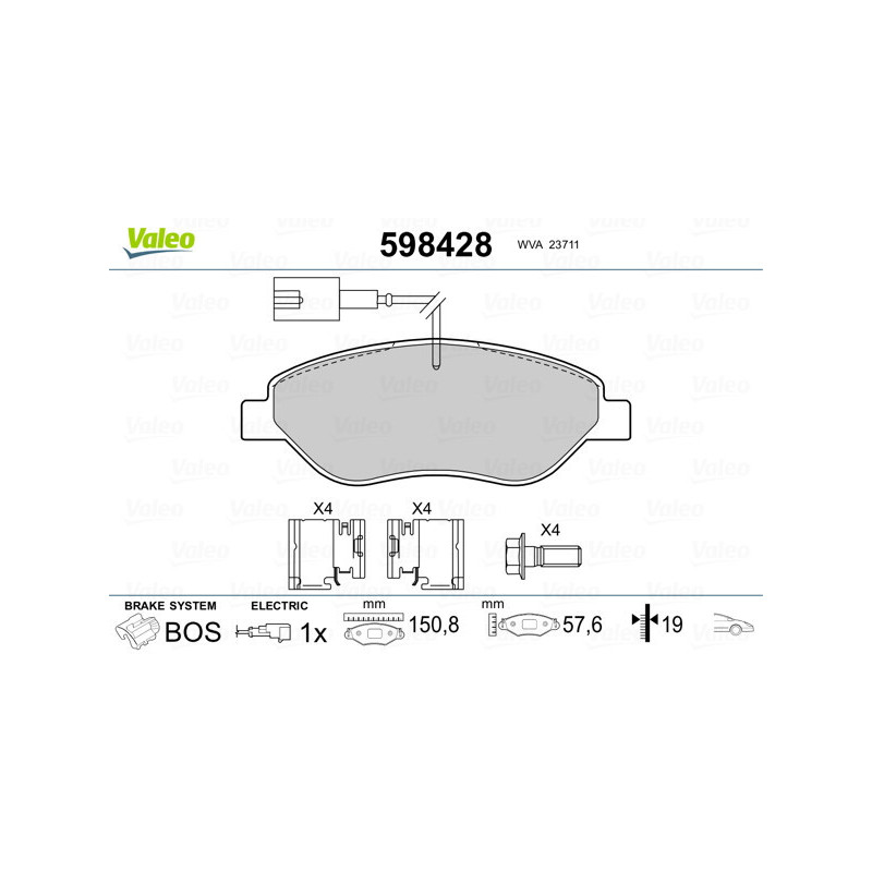 VALEO 598428 Plaquettes de frein Avant pour
