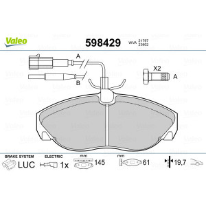 VALEO 598429 Pastiglie freno Anteriore per