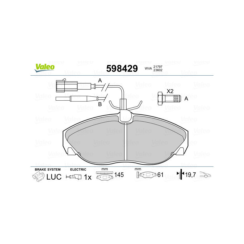 VALEO 598429 Brzdové destičky Přední pro