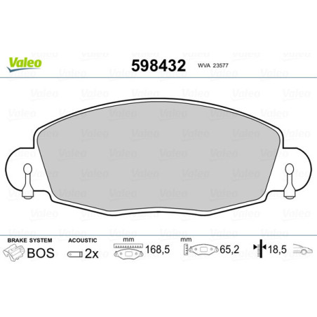 VALEO 598432 Plaquettes de frein Avant pour