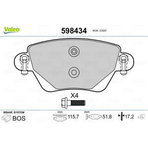 VALEO 598434 Brake Pads Set Rear for