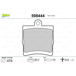 VALEO 598444 Brzdové platničky Zadné pre