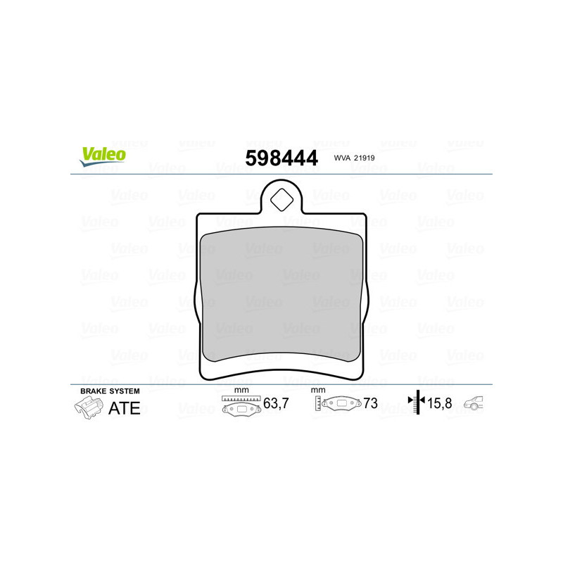 VALEO 598444 Pastiglie freno Posteriore per