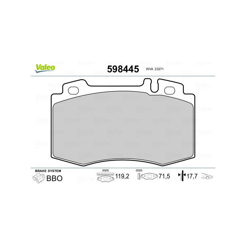 VALEO 598445 Plaquettes de frein Avant pour