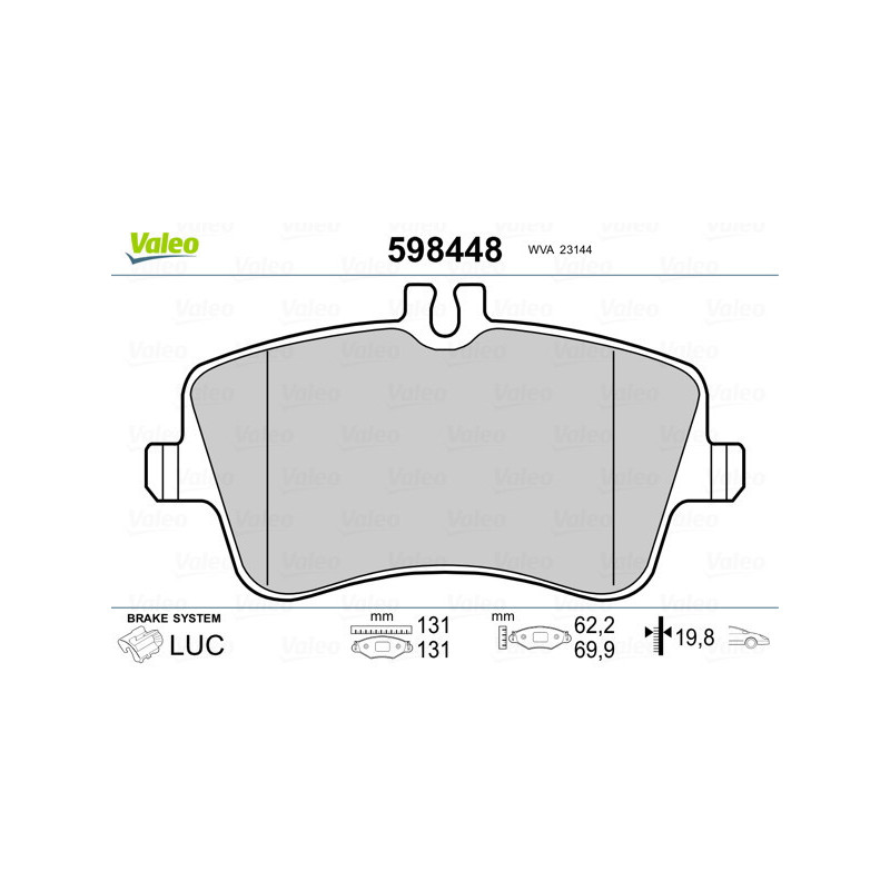 VALEO 598448 Plaquettes de frein Avant pour