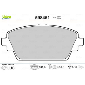 VALEO 598451 Pastiglie freno Anteriore per