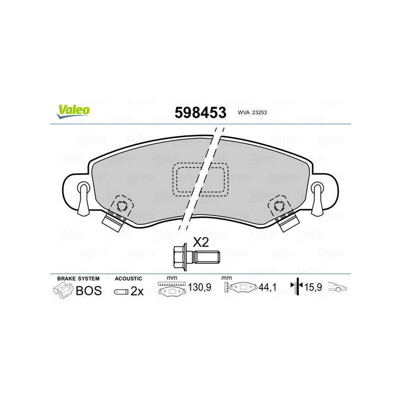 VALEO 598453 Pastillas de freno Delantero para