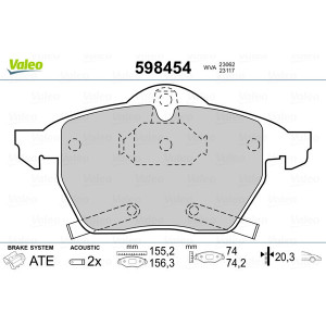 VALEO 598454 Pastiglie freno Anteriore per
