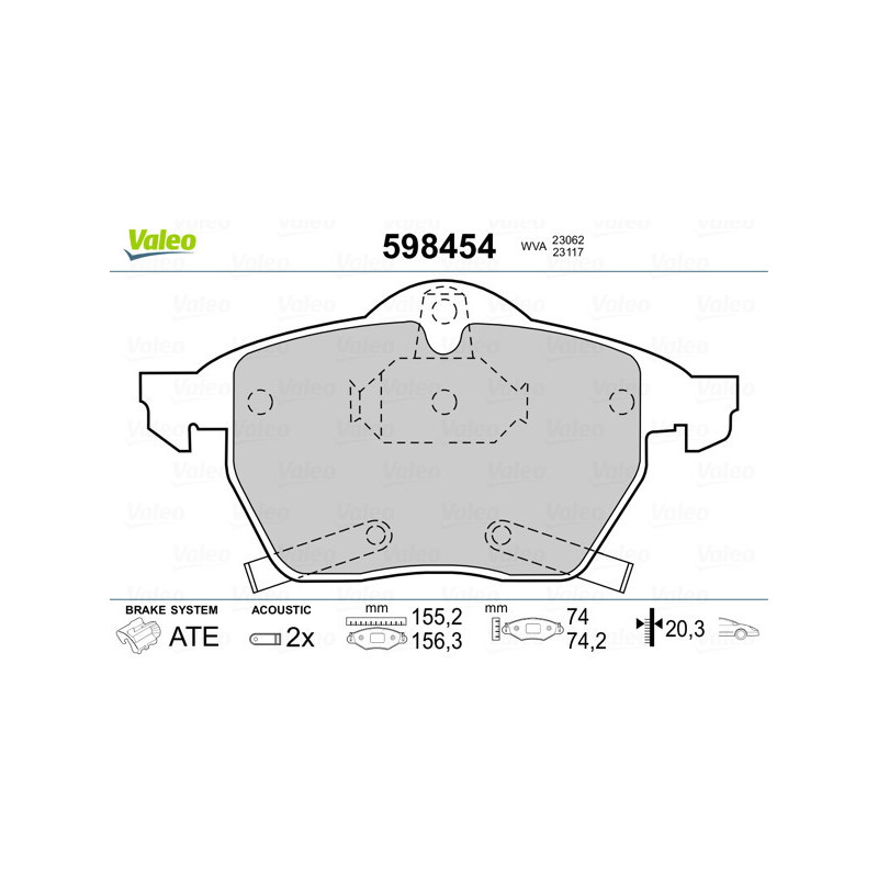 VALEO 598454 Pastiglie freno Anteriore per