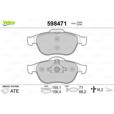 VALEO 598471 Plaquettes de frein Avant pour