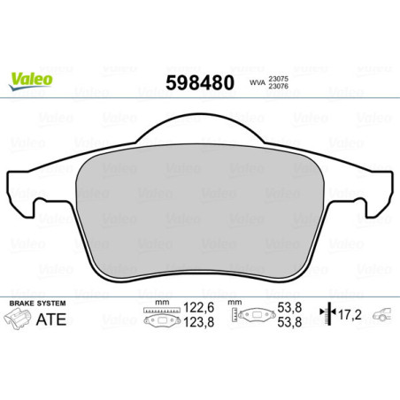 VALEO 598480 Brake Pads Set Rear for