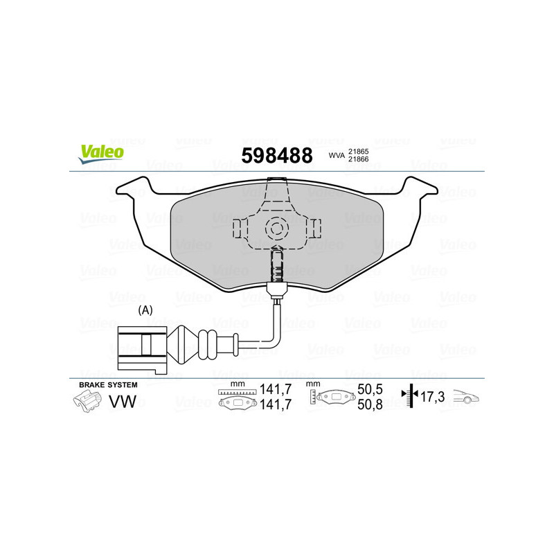 VALEO 598488 Brzdové destičky Přední pro