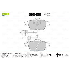 VALEO 598489 Pastiglie freno Anteriore per
