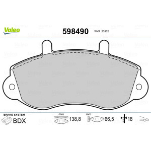 VALEO 598490 Brzdové destičky Přední pro