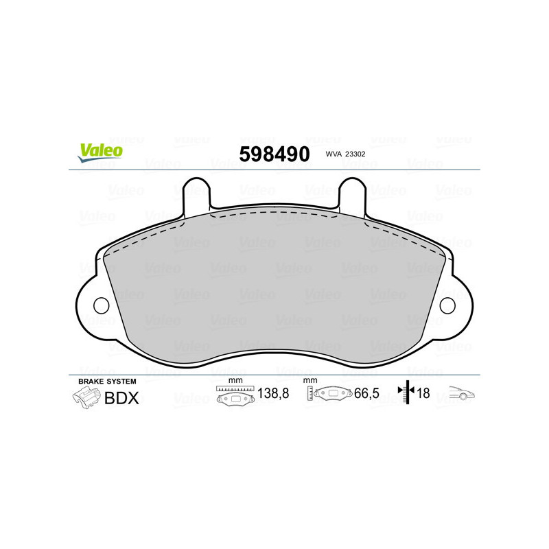 VALEO 598490 Klocki hamulcowe Przód dla