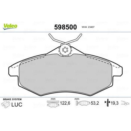 VALEO 598500 Klocki hamulcowe Przód dla