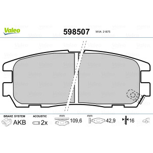 VALEO 598507 Brzdové platničky Zadné pre