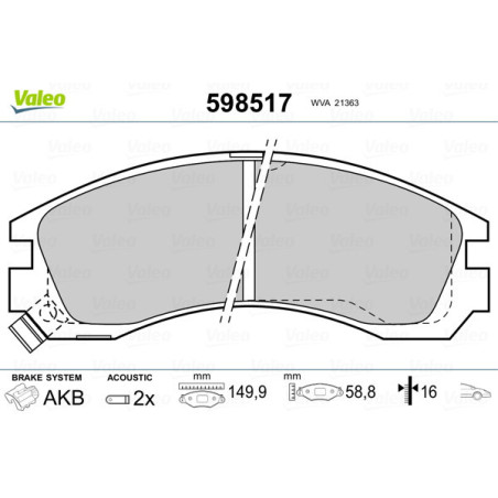 VALEO 598517 Plaquettes de frein Avant pour