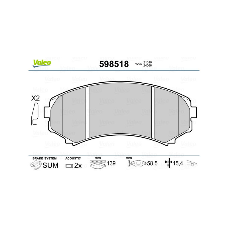 VALEO 598518 Klocki hamulcowe Przód dla