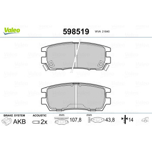 VALEO 598519 Brzdové platničky Zadné pre