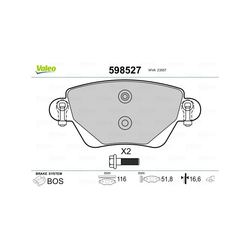 VALEO 598527 Bremsbeläge Hinten für