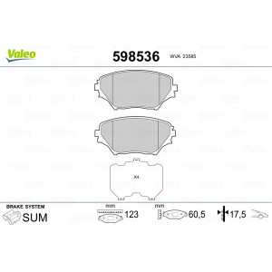 VALEO 598536 Pastiglie freno Anteriore per