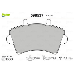 VALEO 598537 Brzdové platničky Predné pre