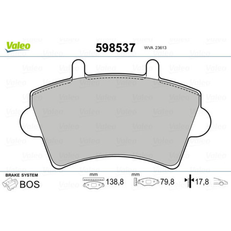 VALEO 598537 Klocki hamulcowe Przód dla