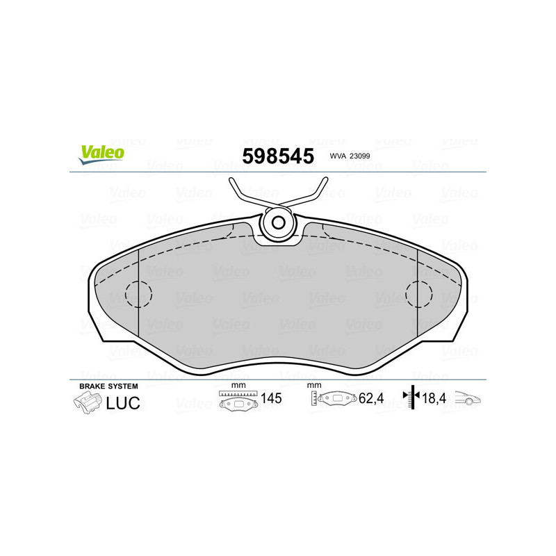 VALEO 598545 Pastillas de freno Delantero para