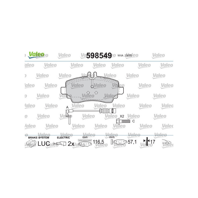 VALEO 598549 Pastillas de freno Delantero para