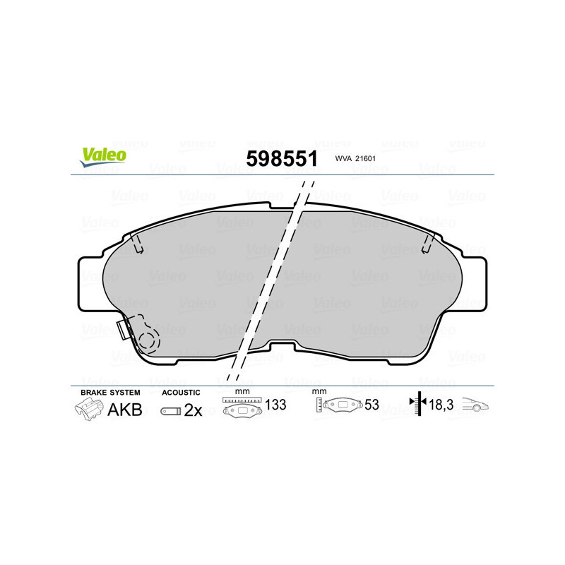 VALEO 598551 Brzdové destičky Přední pro
