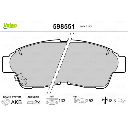 VALEO 598551 Klocki hamulcowe Przód dla