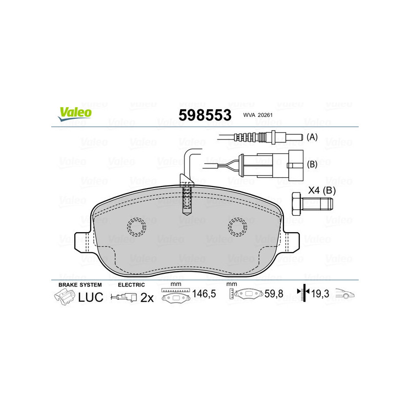 VALEO 598553 Klocki hamulcowe Przód dla