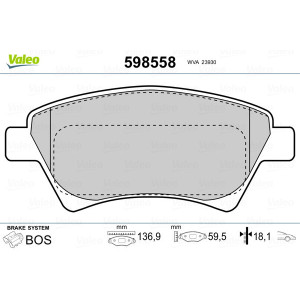 VALEO 598558 Pastillas de freno Delantero para