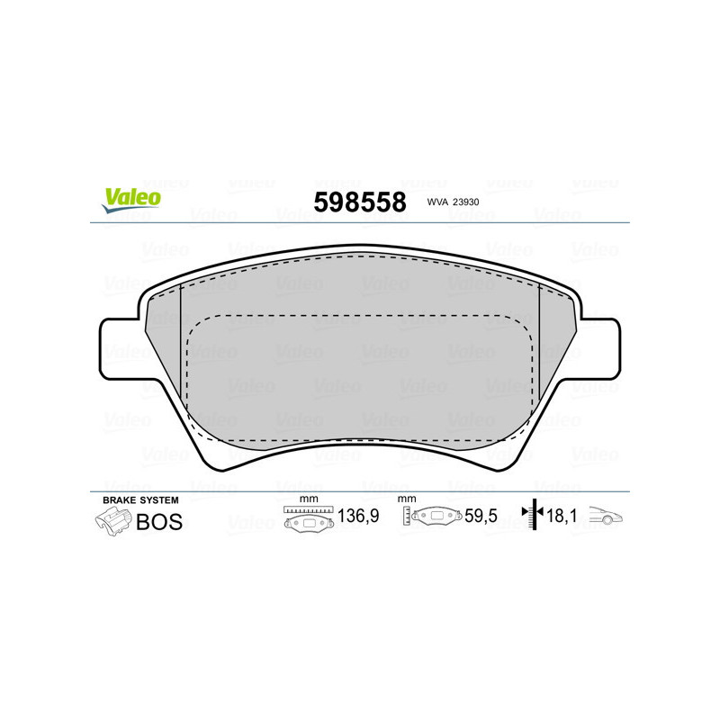 VALEO 598558 Klocki hamulcowe Przód dla