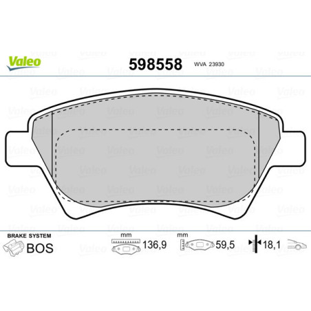 VALEO 598558 Brzdové destičky Přední pro