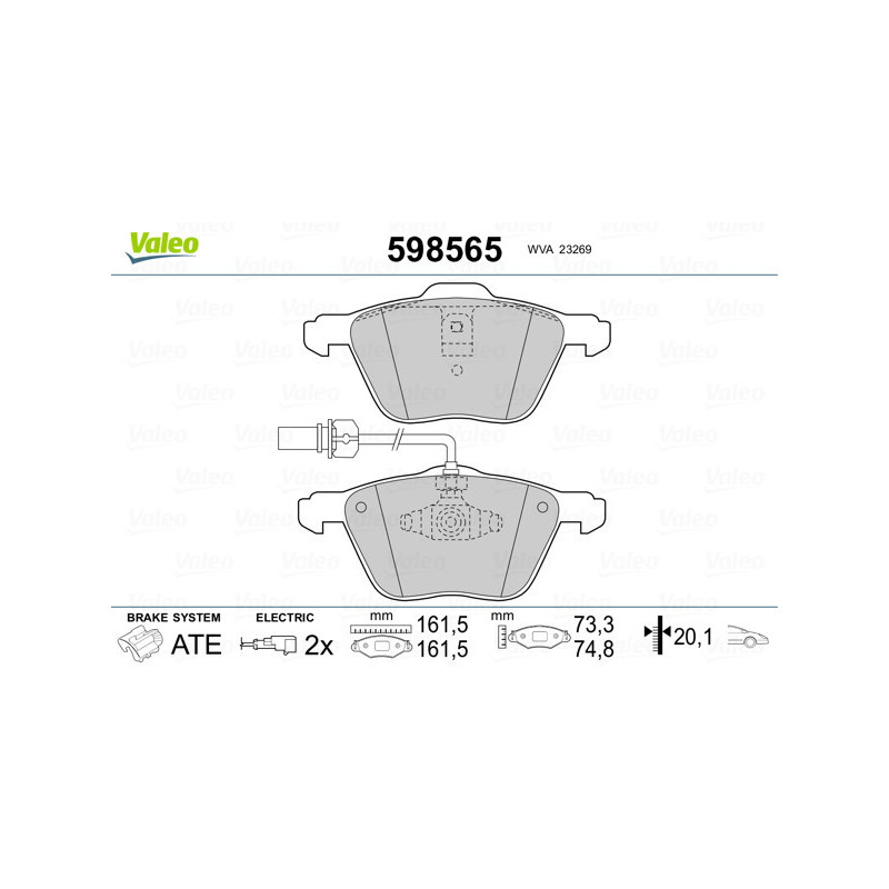VALEO 598565 Bremsbeläge Vorne für