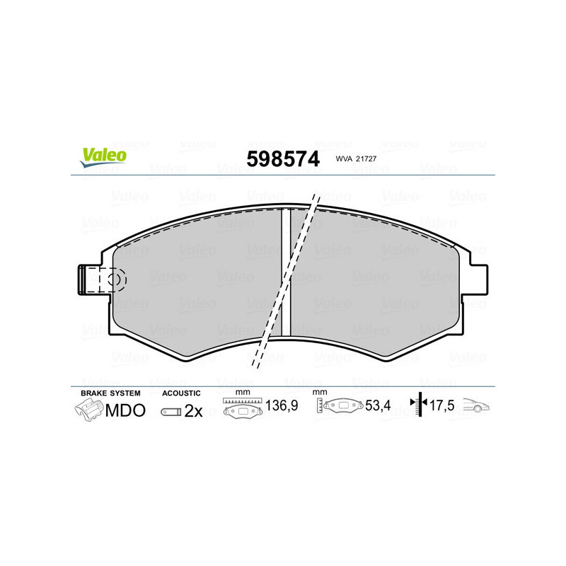 VALEO 598574 Pastillas de freno Delantero para