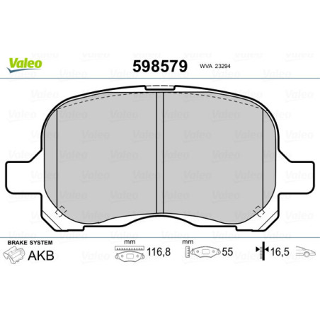 VALEO 598579 Pastillas de freno Delantero para