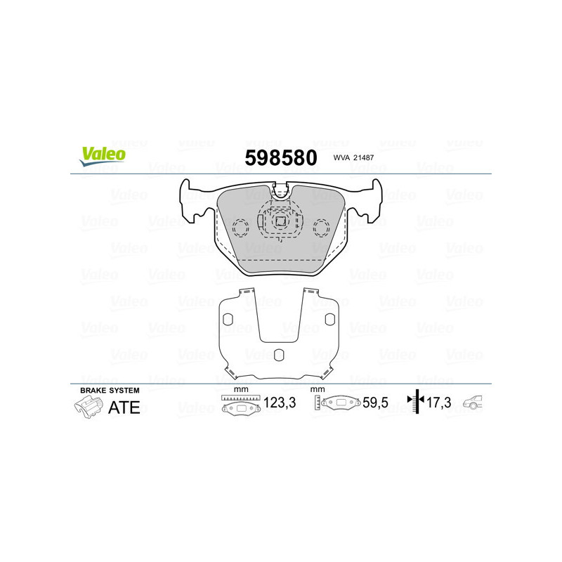 VALEO 598580 Brzdové destičky Zadní pro