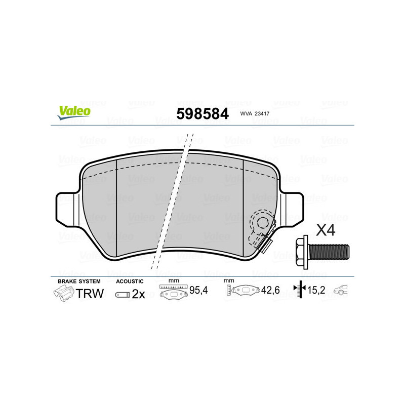 VALEO 598584 Bremsbeläge Hinten für