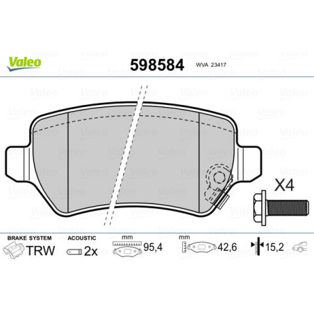 VALEO 598584 Plaquettes de frein Arrière pour