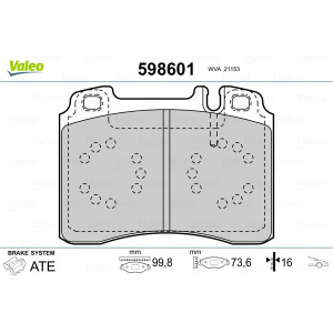 VALEO 598601 Pastillas de freno Delantero para
