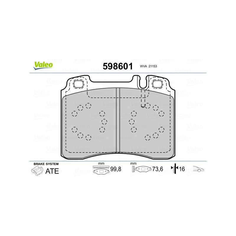 VALEO 598601 Pastiglie freno Anteriore per